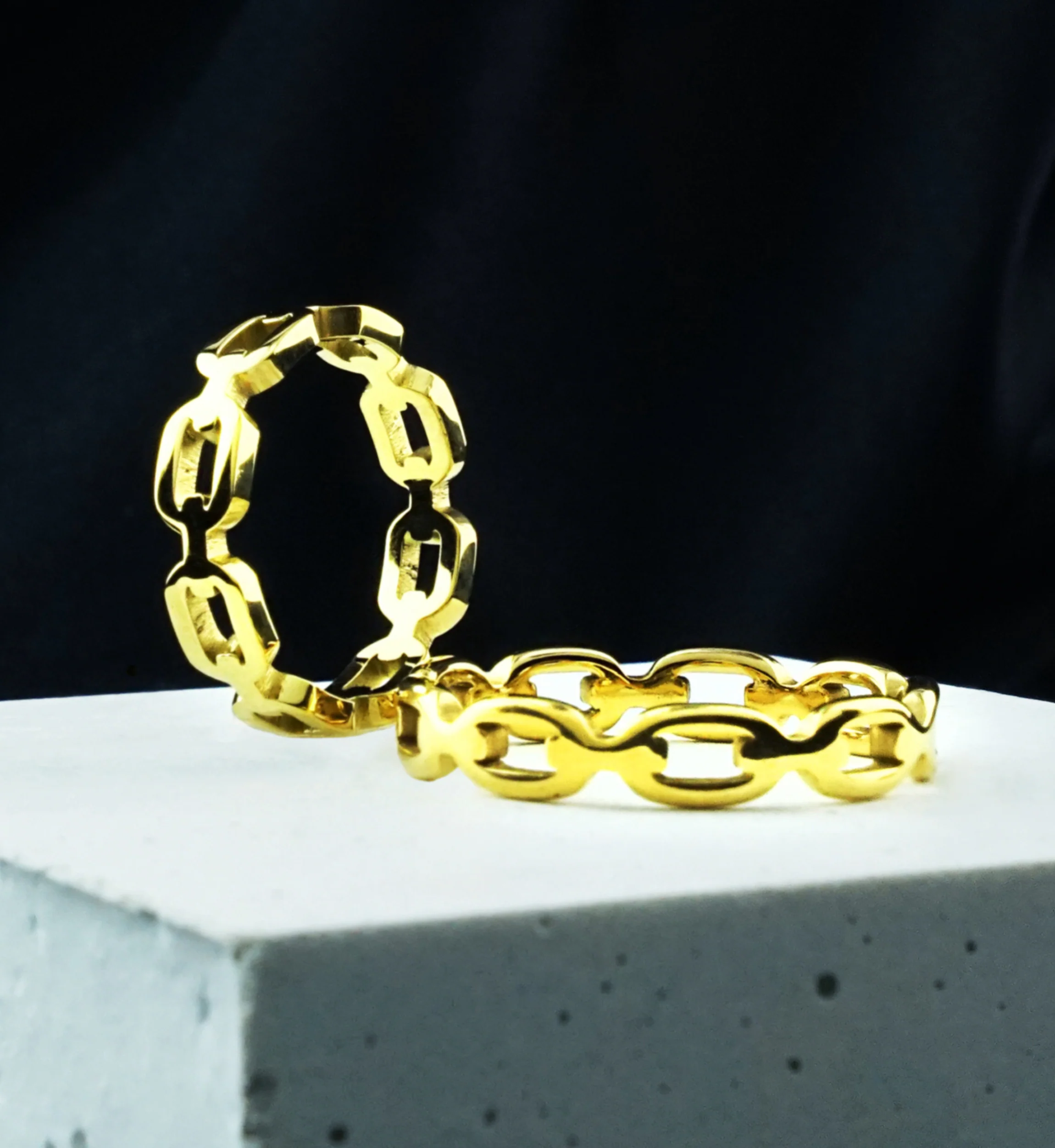 Gold PVD Chain Link Stainless Steel Ring - Mrs Treak