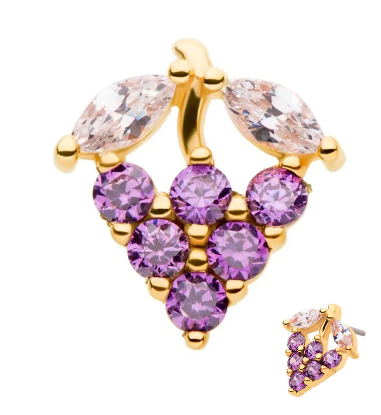 14kt Gold Grape Cluster CZ Threadless Top - Mrs Treak