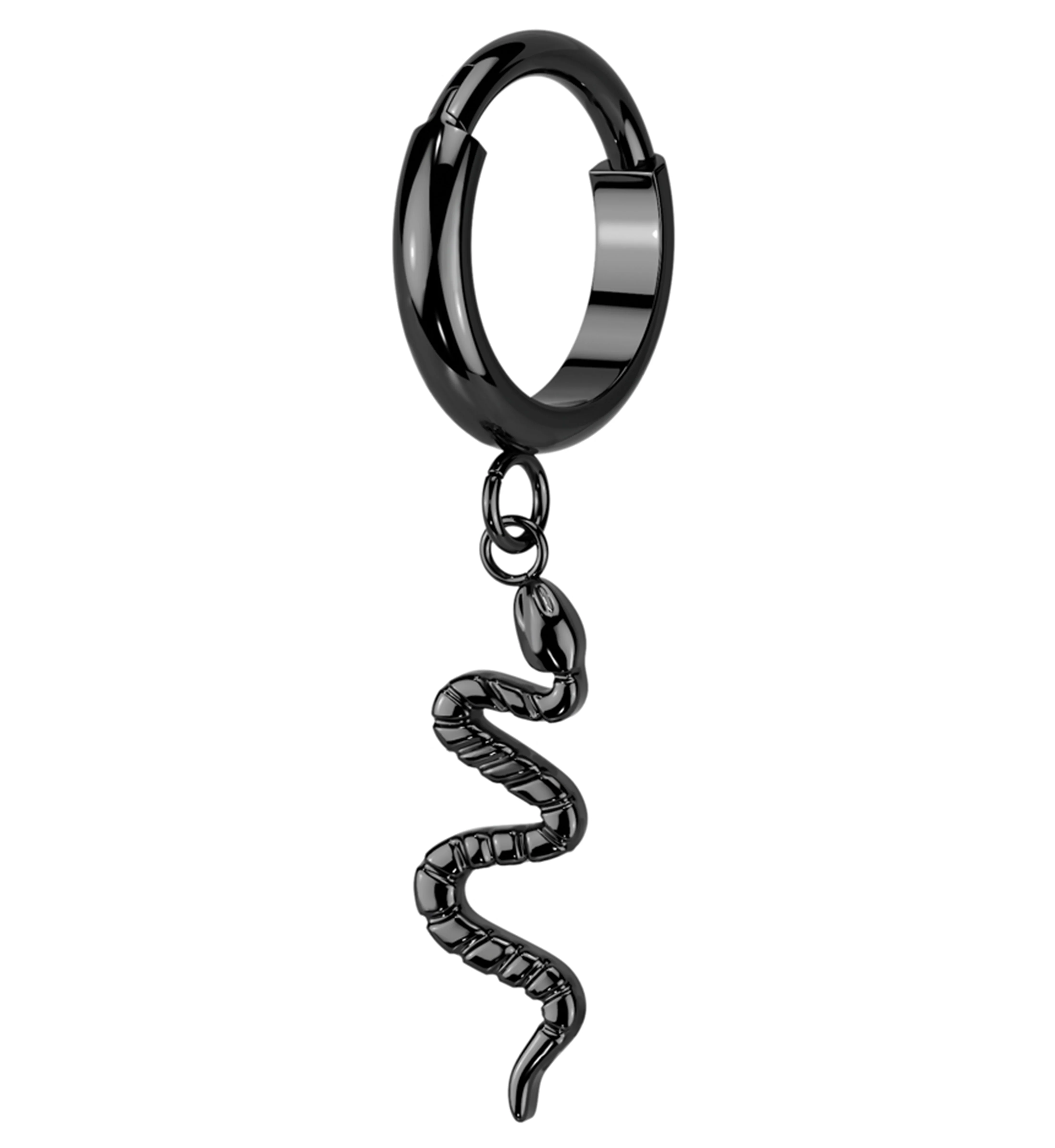 Black PVD Dangle Snake Titanium Hinged Segment Ring - Mrs Treak