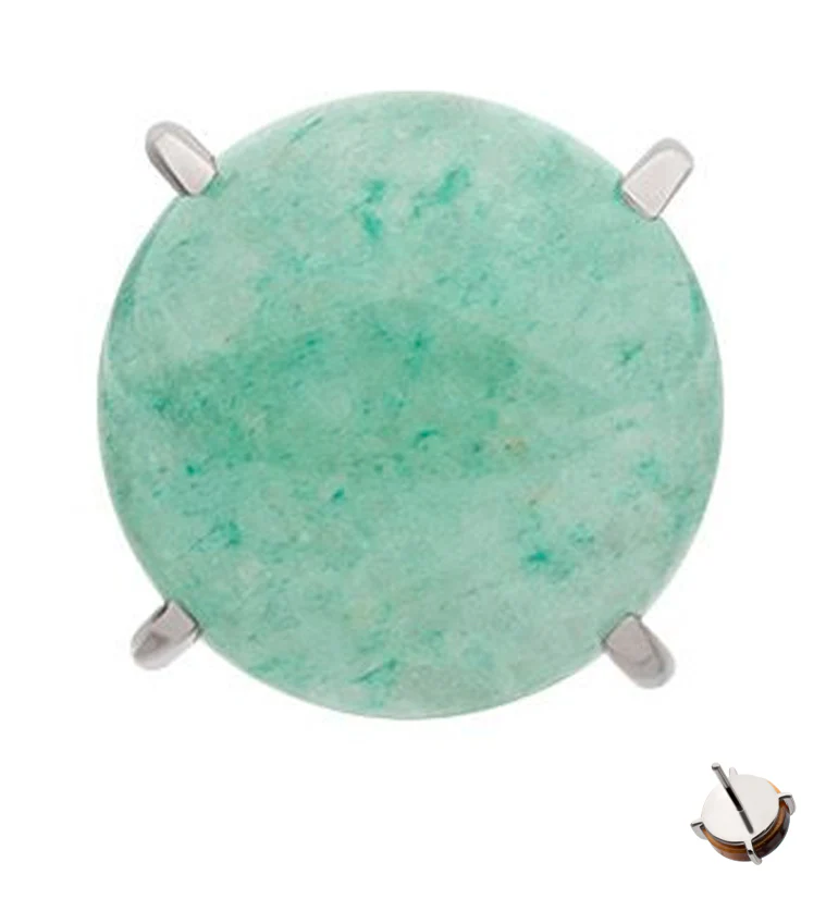 Prong Aventurine Stone Titanium Threadless Top - Mrs Treak