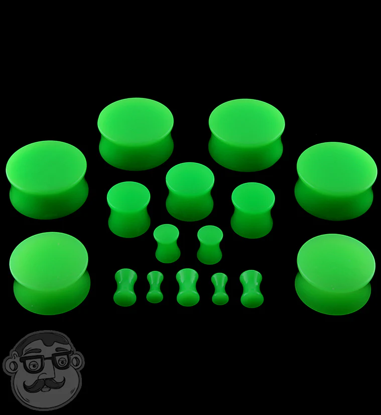 Green Double Flare Solid Plugs - Mrs Treak