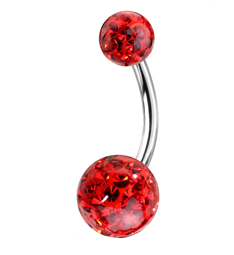 Red Glitterball Belly Button Ring - Mrs Treak