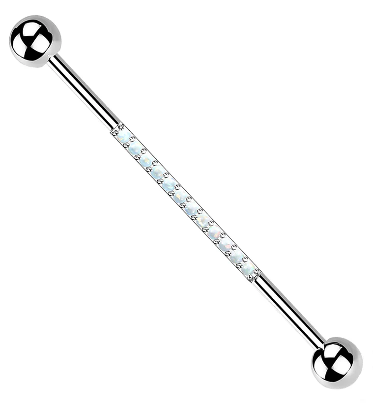 Center Line White Opalite Titanium Industrial Barbell - Mrs Treak