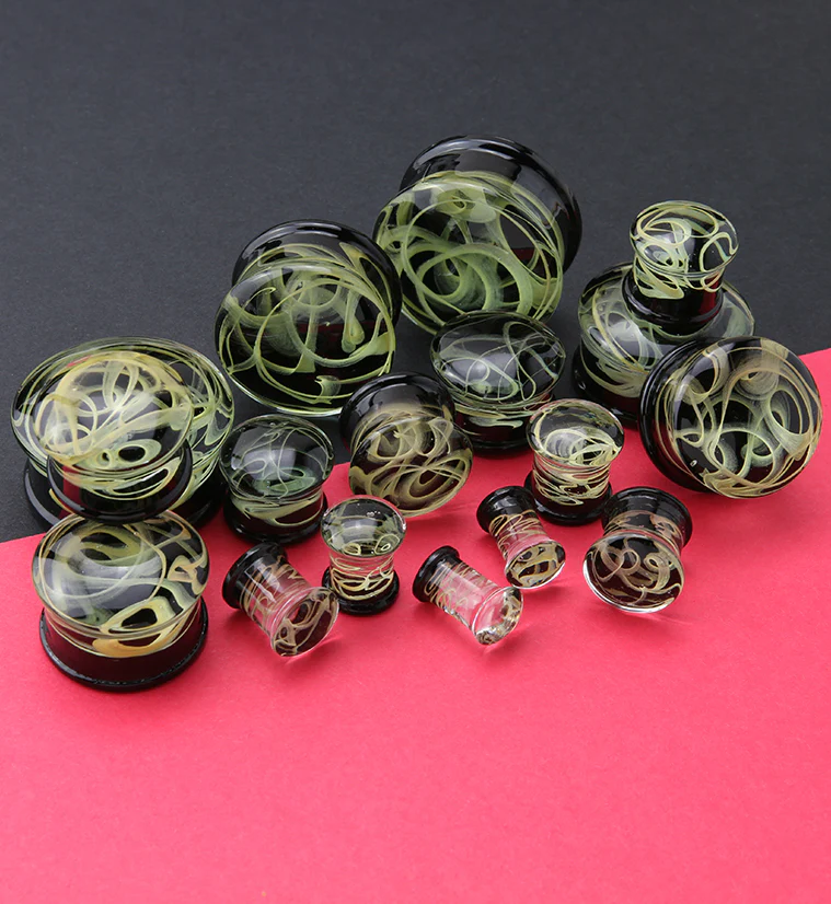 Champagne Haze Swirl Glass Plugs - Mrs Treak