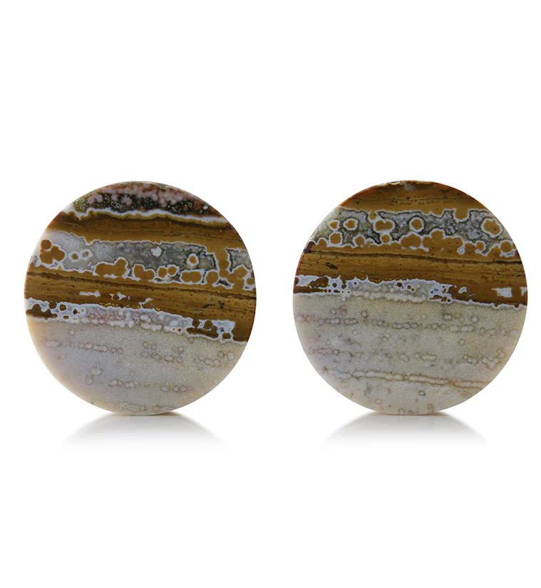 Ocean Jasper Stone Plugs 1 & 1/4