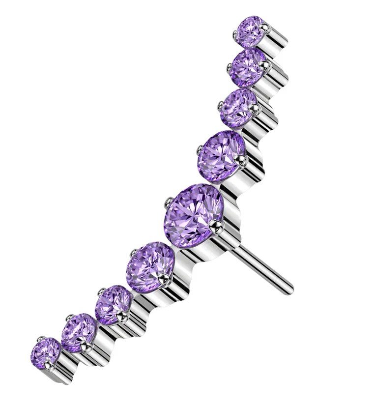 Arc Amethyst CZ Titanium Threadless Top - Mrs Treak