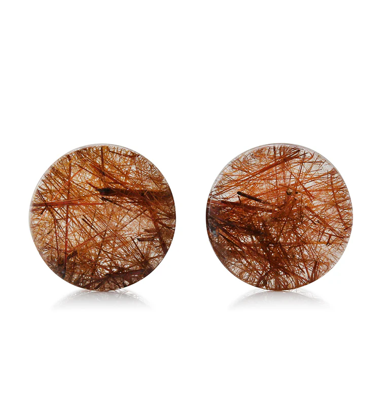 Rutilated Quartz Stone Plugs 3/4