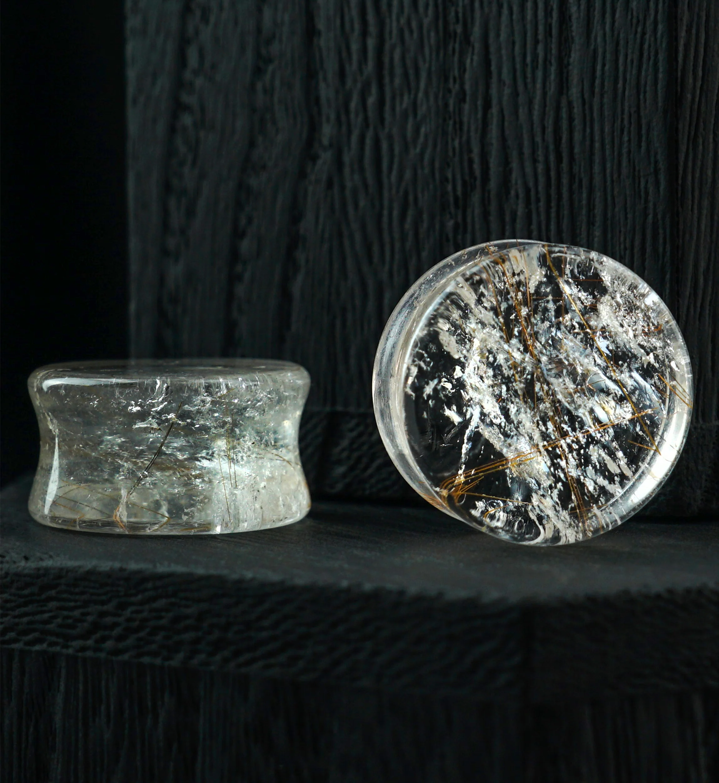 Rutilated Quartz Stone Plugs 3/4