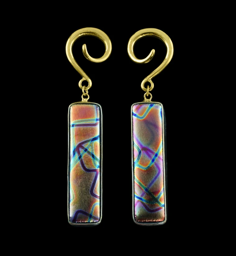 Orange Multi Abstract Glass Tower Ear Weights - Mrs Treak