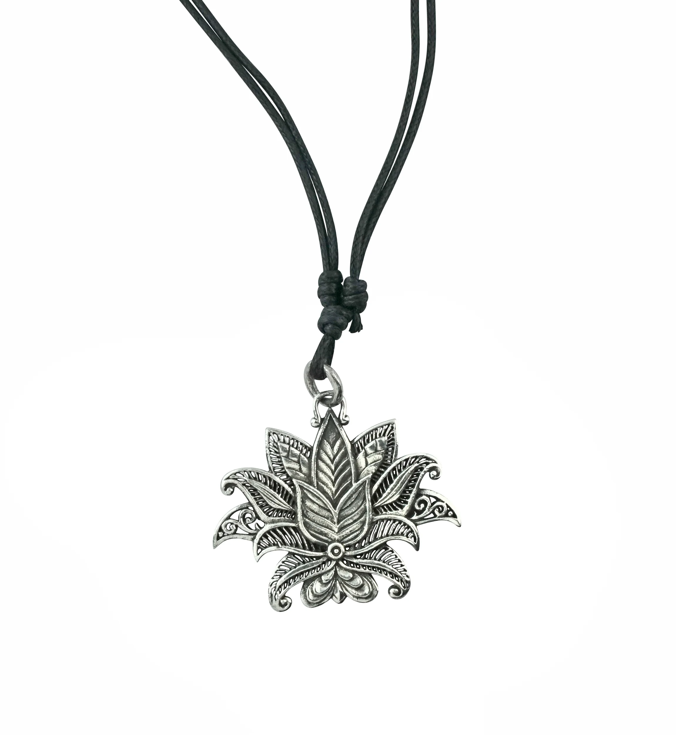 Lotus Flower White Brass Pendant Necklace - Mrs Treak