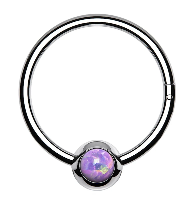 Purple Opalite Hinged Segment Hoop Ring - Mrs Treak