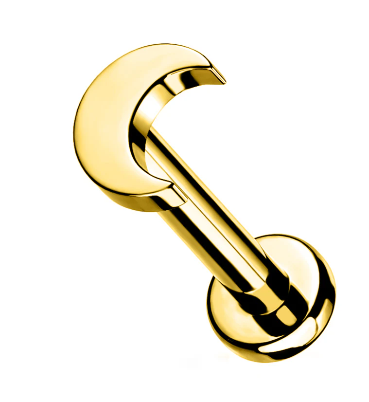 Gold PVD Half Moon Internally Threaded Titanium Labret - Mrs Treak