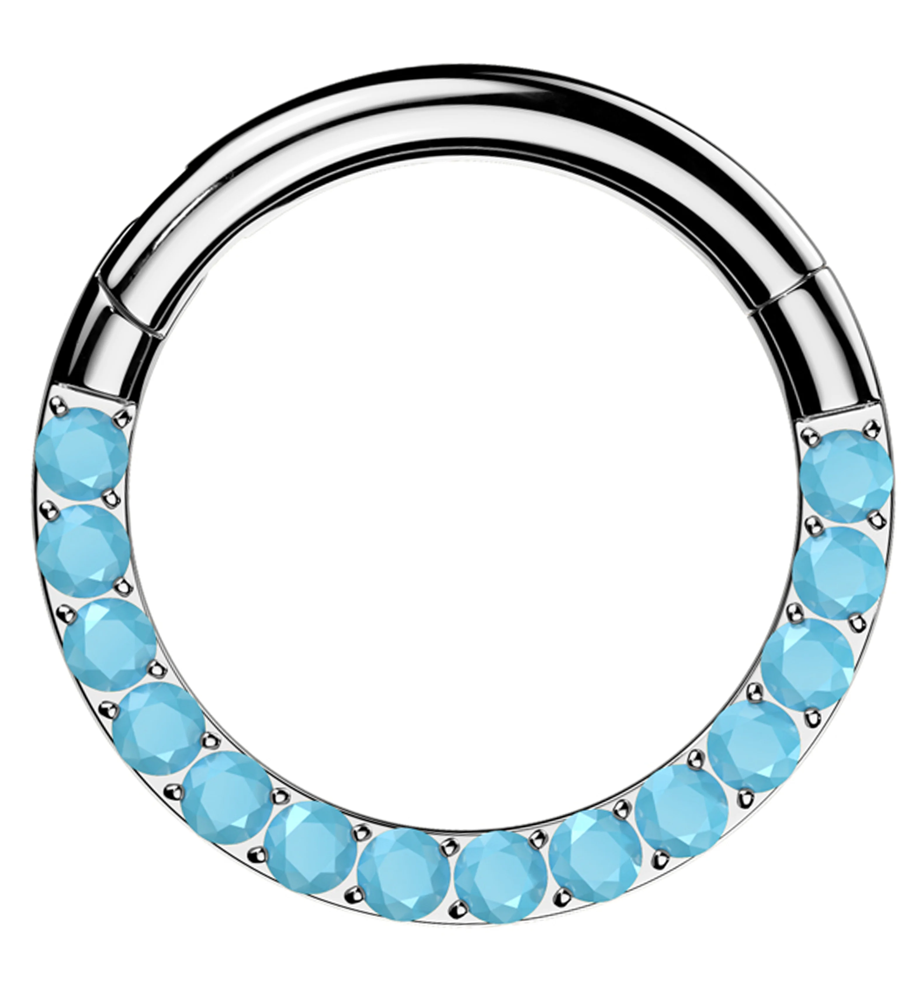Front Facing Turquoise Row Titanium Hinged Segment Ring - Mrs Treak