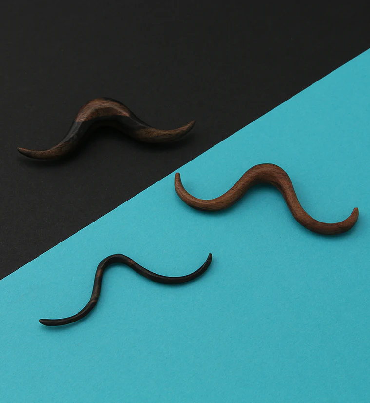 Handlebar Mustache Areng Wooden Septum Bar - Mrs Treak