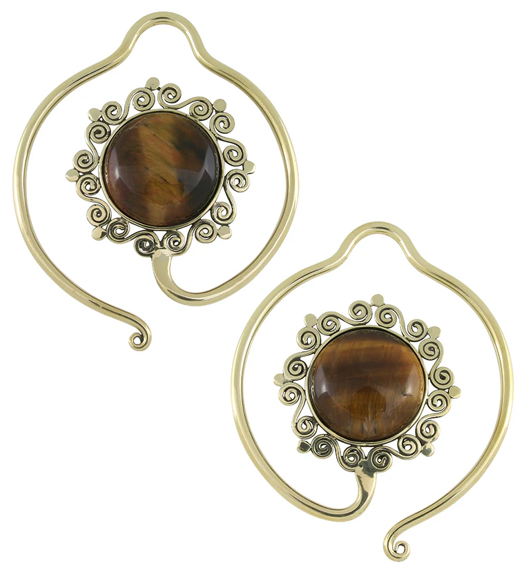 Helix Tigers Eye Stone Hoop Ear Weights - Mrs Treak