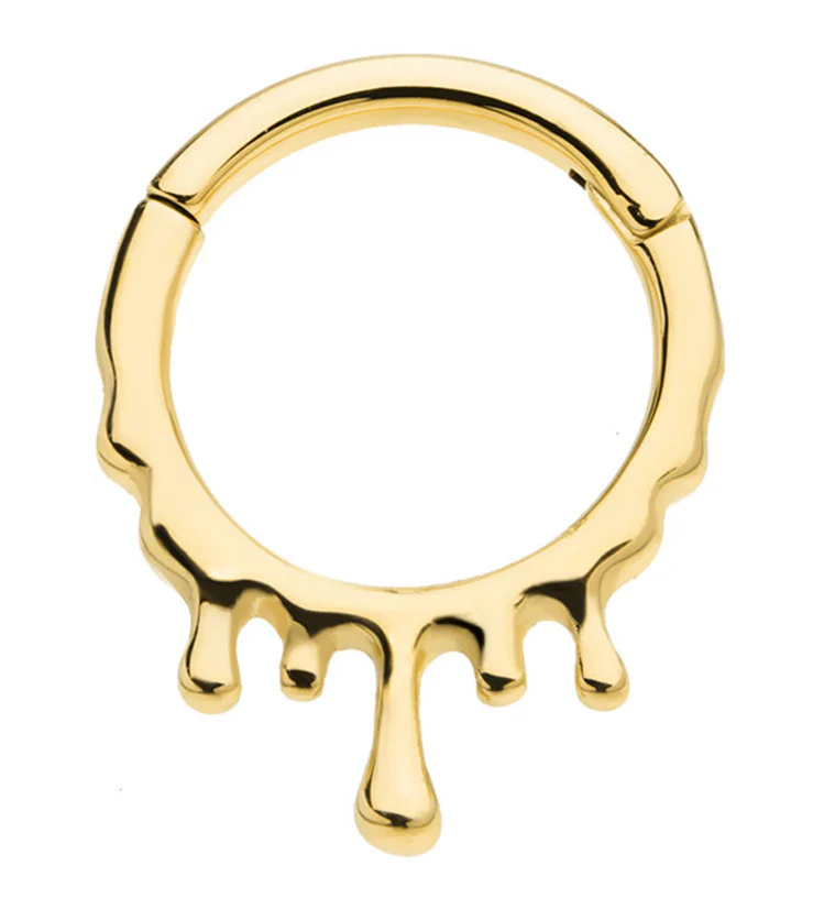 Gold PVD Drip Stainless Steel Hinged Segment Ring - Mrs Treak