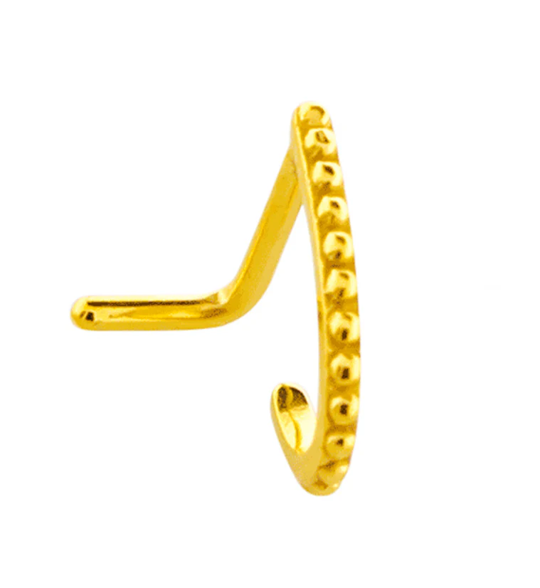 18G Gold PVD Beaded Line Nose Curve - Mrs Treak