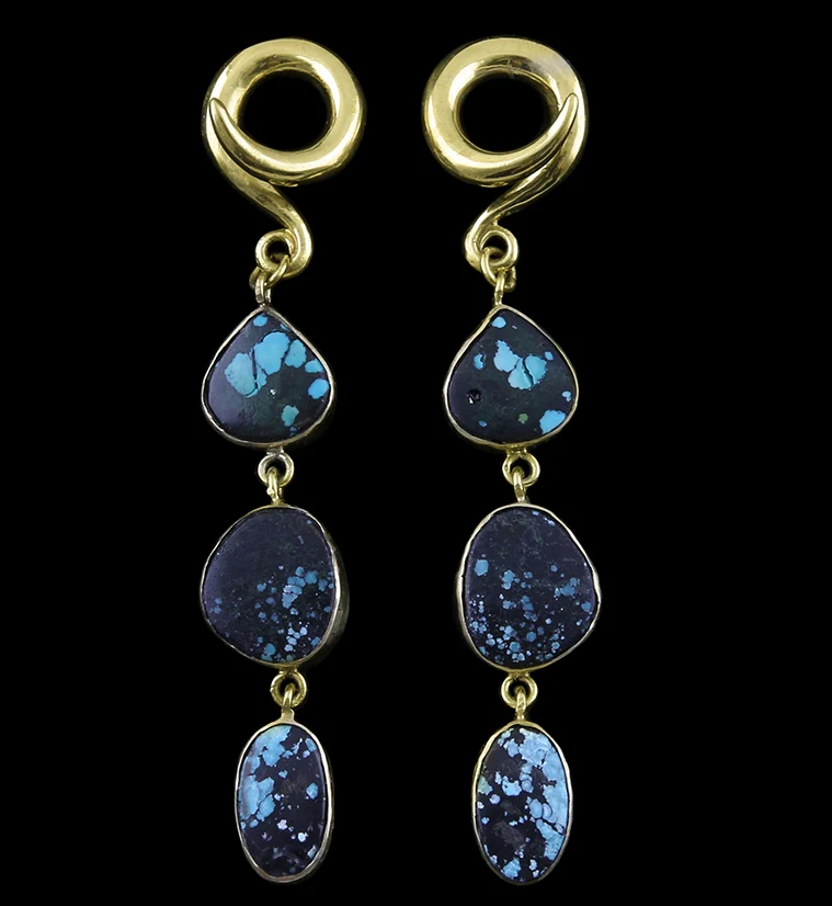 Triple Turquoise Stone Ear Weights Version 4 - Mrs Treak