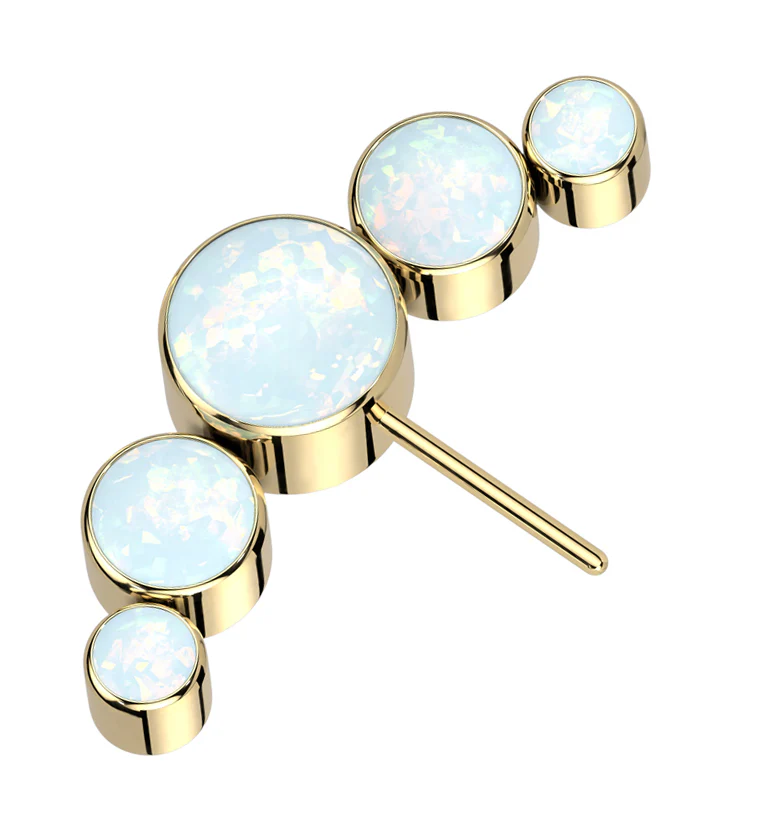 Gold PVD Arch Side Facing White Opalite Titanium Threadless Top - Mrs Treak