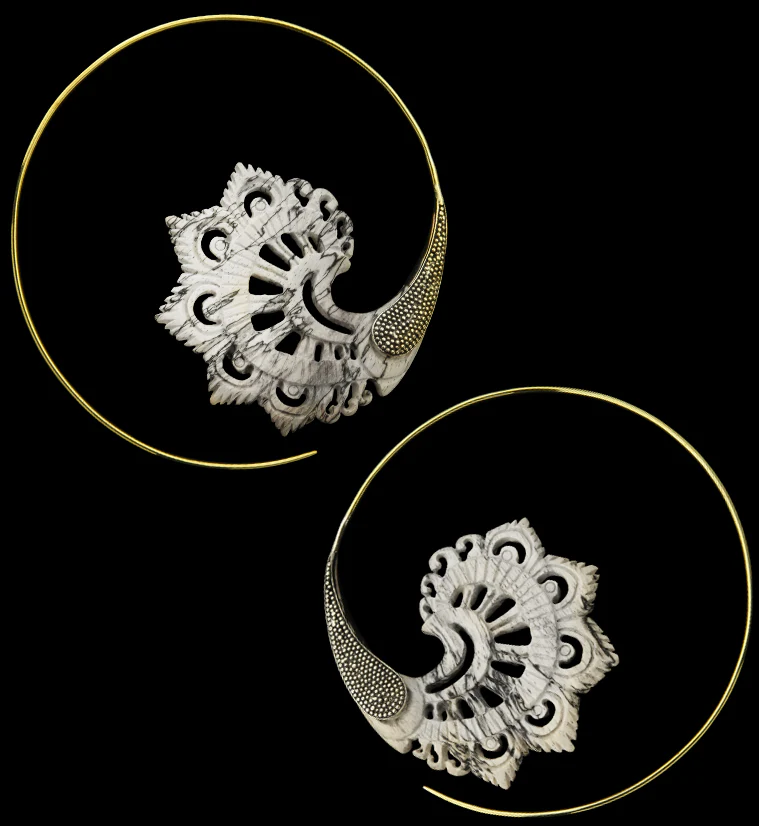 18G Florid Brass Tamarind Wood Hangers / Earrings - Mrs Treak