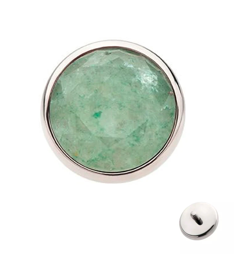 Faceted Aquamarine Stone Titanium Internally Threaded Top - Mrs Treak