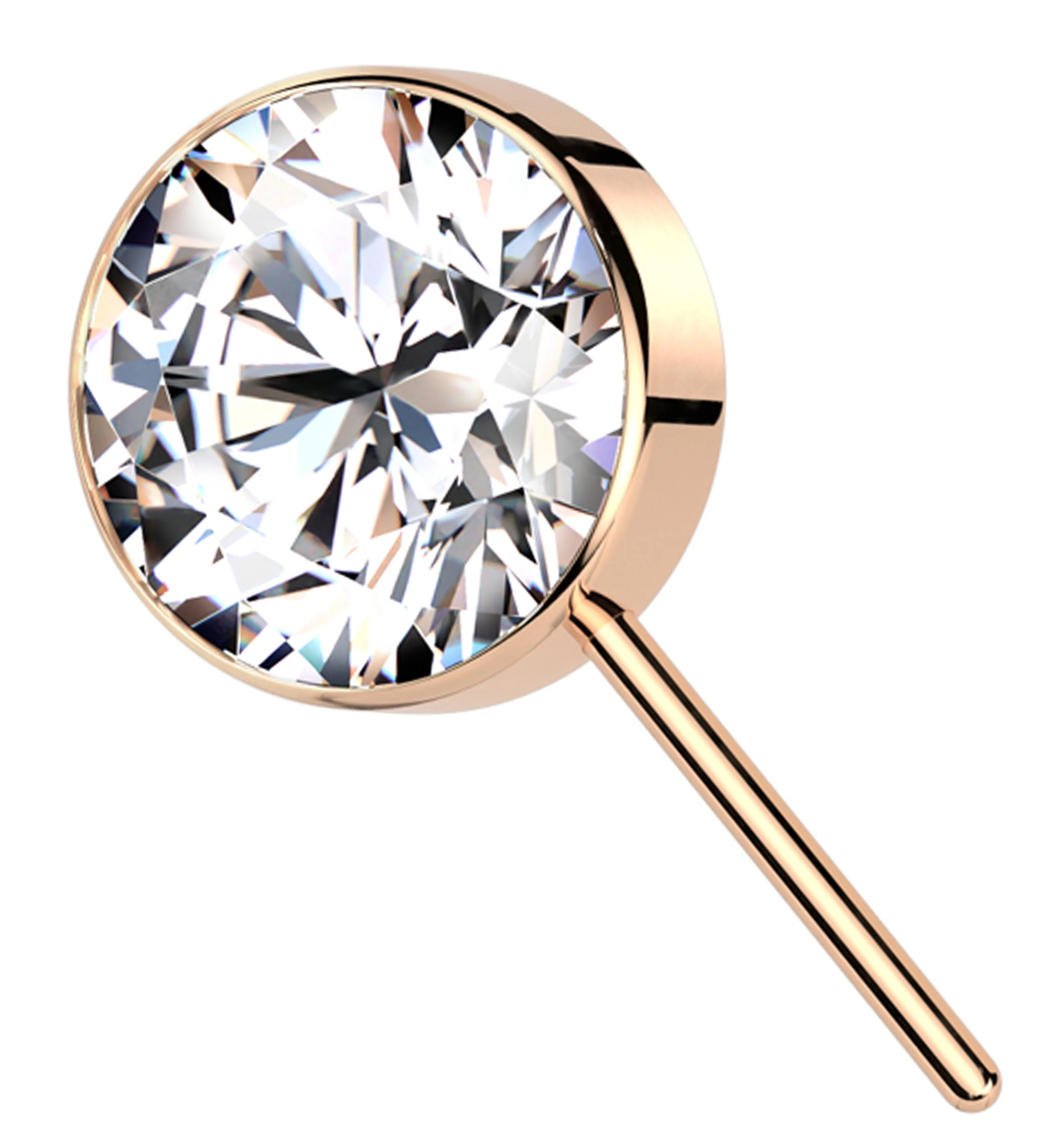 Rose Gold PVD Forward Facing Bezel Clear CZ Titanium Threadless Top - Mrs Treak