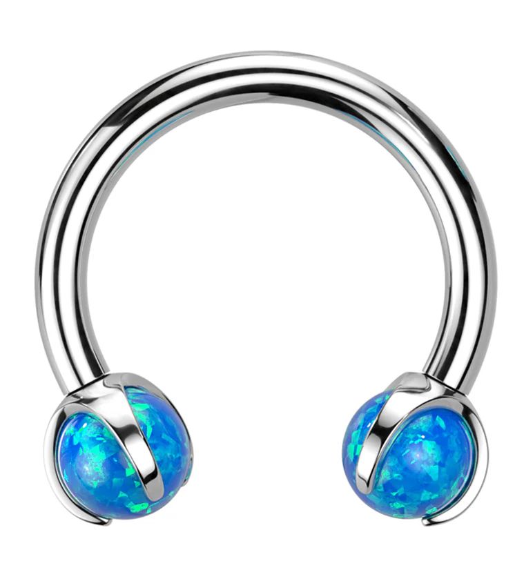 Claw Blue Opalite Titanium Internally Threaded Circular Barbell - Mrs Treak