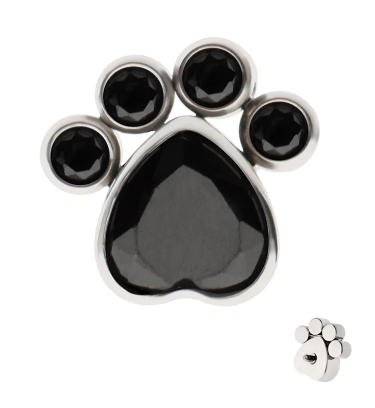 Paw Black CZ Titanium Internally Threaded Top - Mrs Treak