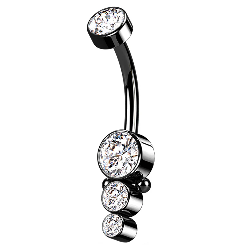 Black PVD Track Belly Button Ring - Mrs Treak