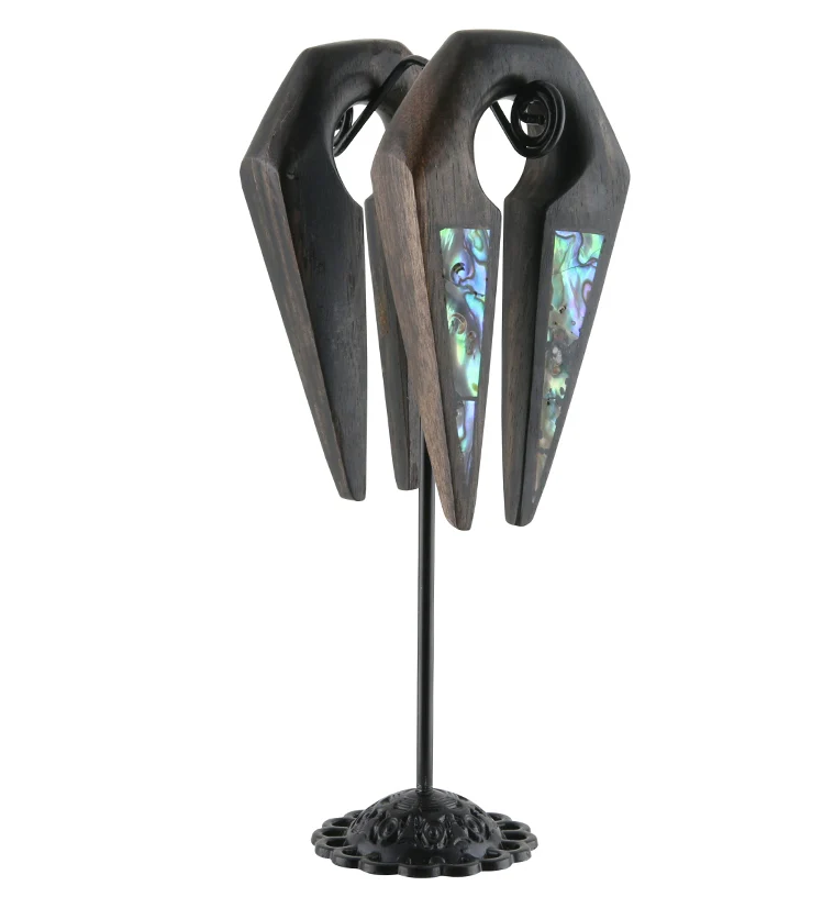 Plunge Areng Wooden Hangers With Abalone Inlay - Mrs Treak