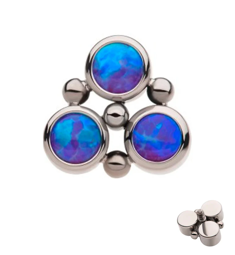 Trinity Beaded Purple Opalite Internally Threaded Titanium Top - Mrs Treak