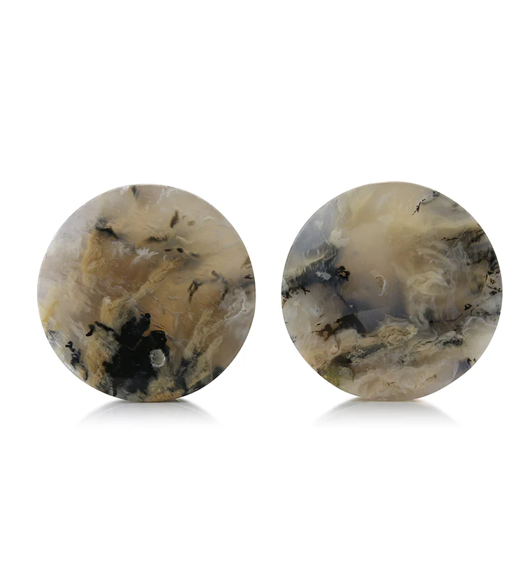 Tiger Agate Dendritic Stone Plugs 1 & 1/4