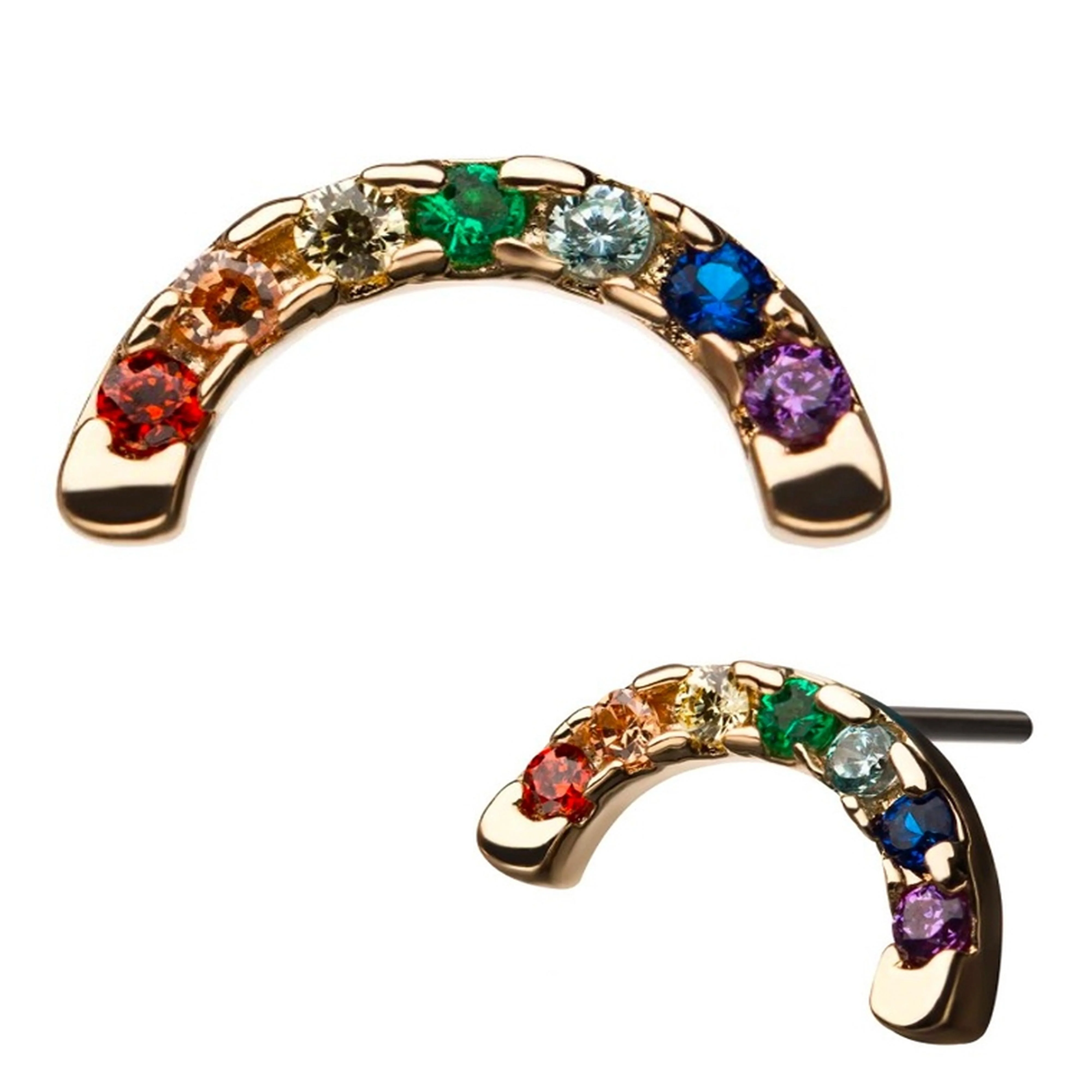 14kt Gold Rainbow Threadless Top - Mrs Treak