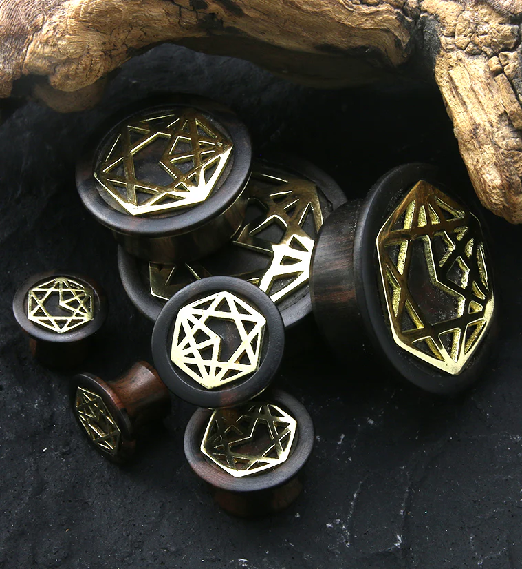 Alchemy Brass Areng Wood Mayan Flare Plugs - Mrs Treak