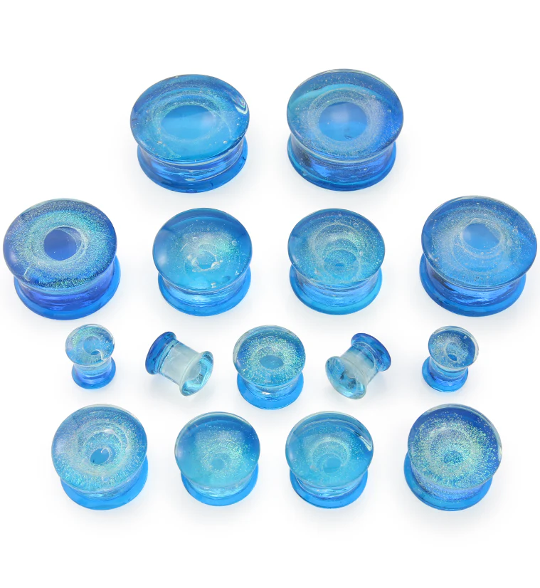 Blue Interstellar Glass Double Flare Plugs - Mrs Treak