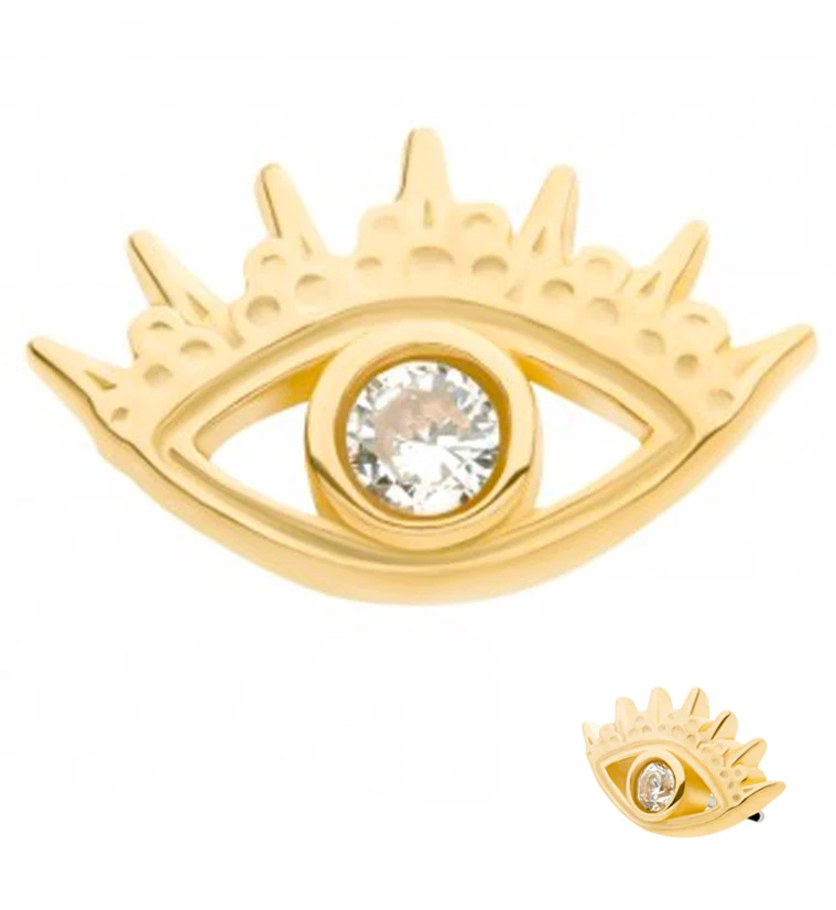 14kt Gold Evil Eye CZ Threadless Top - Mrs Treak