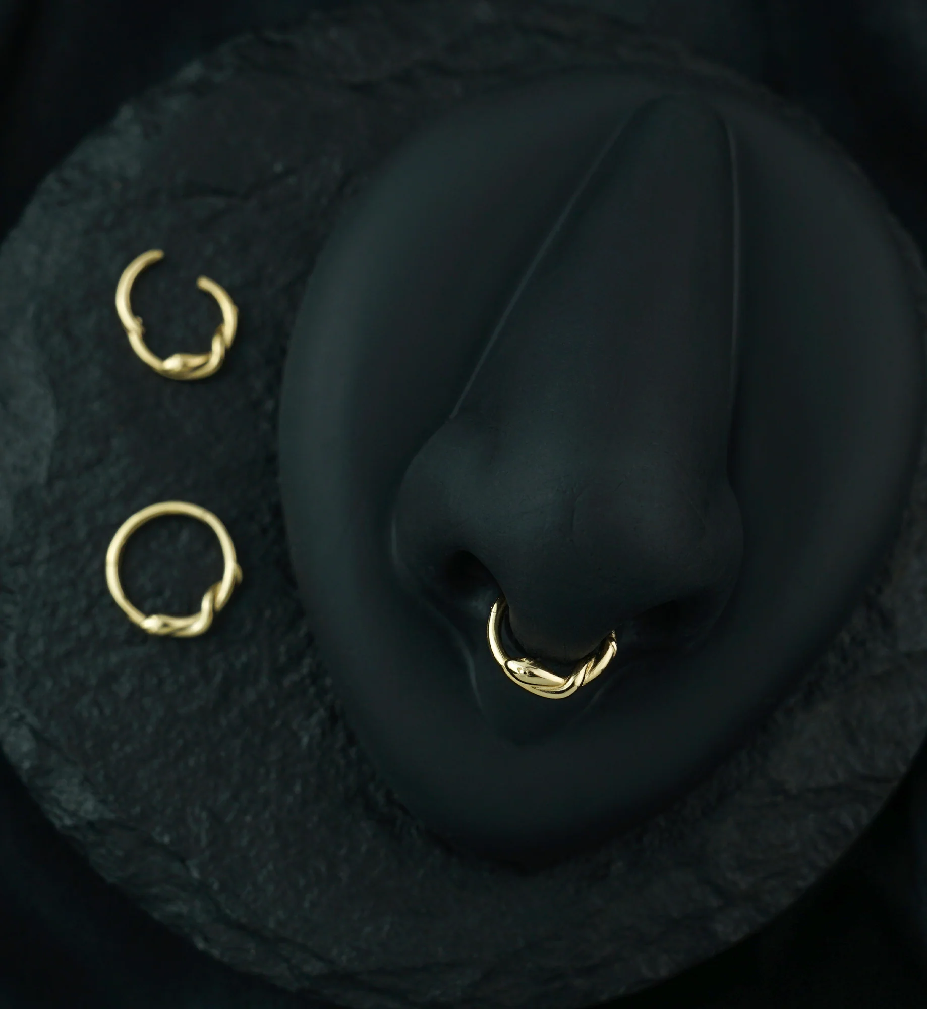 14kt Gold Twisted Snake Hinged Segment Ring - Mrs Treak