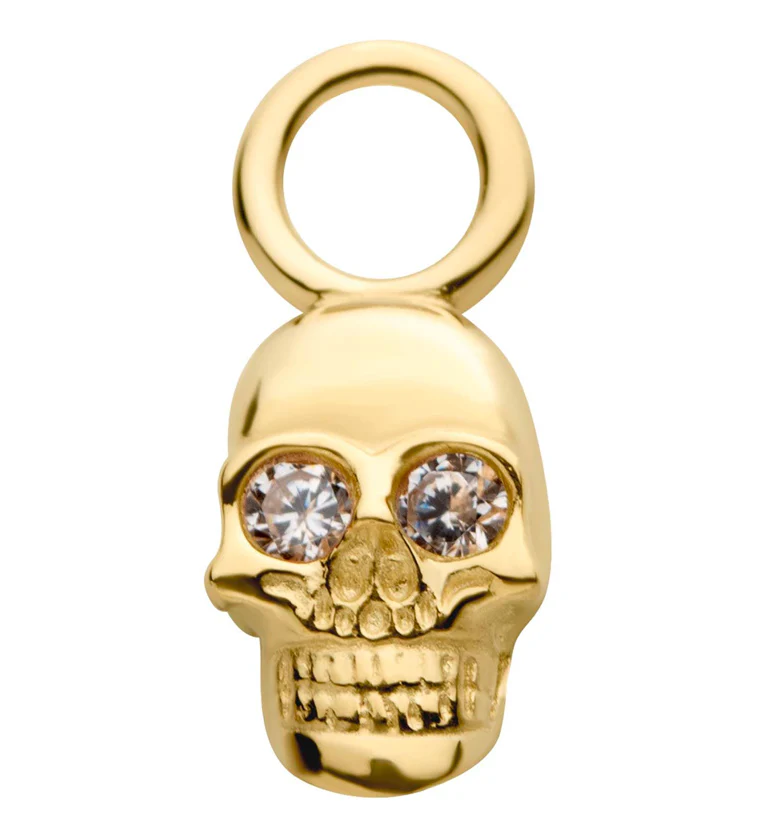 14kt Gold Skull CZ Charm - Mrs Treak