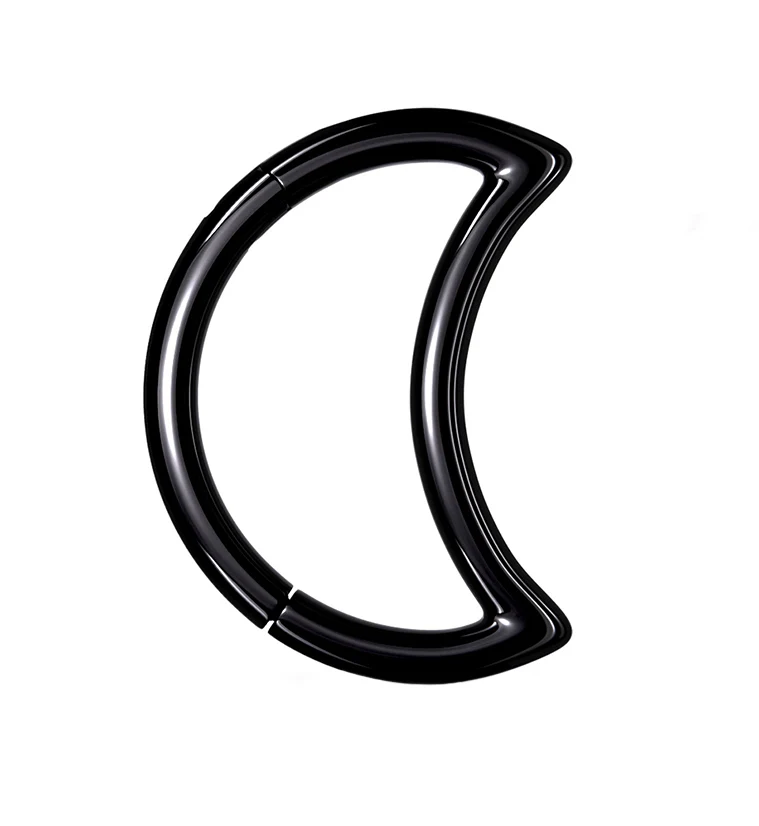 Crescent Moon Black PVD Hinged Clicker Ring - Mrs Treak