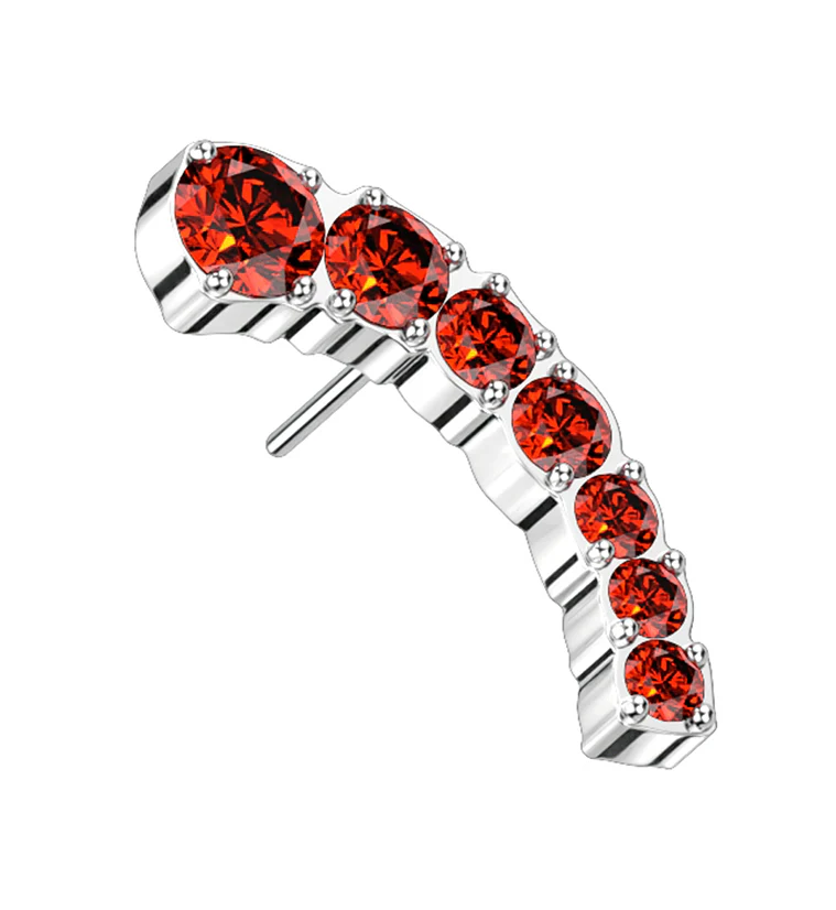Ascend Red CZ Threadless Titanium Top - Mrs Treak