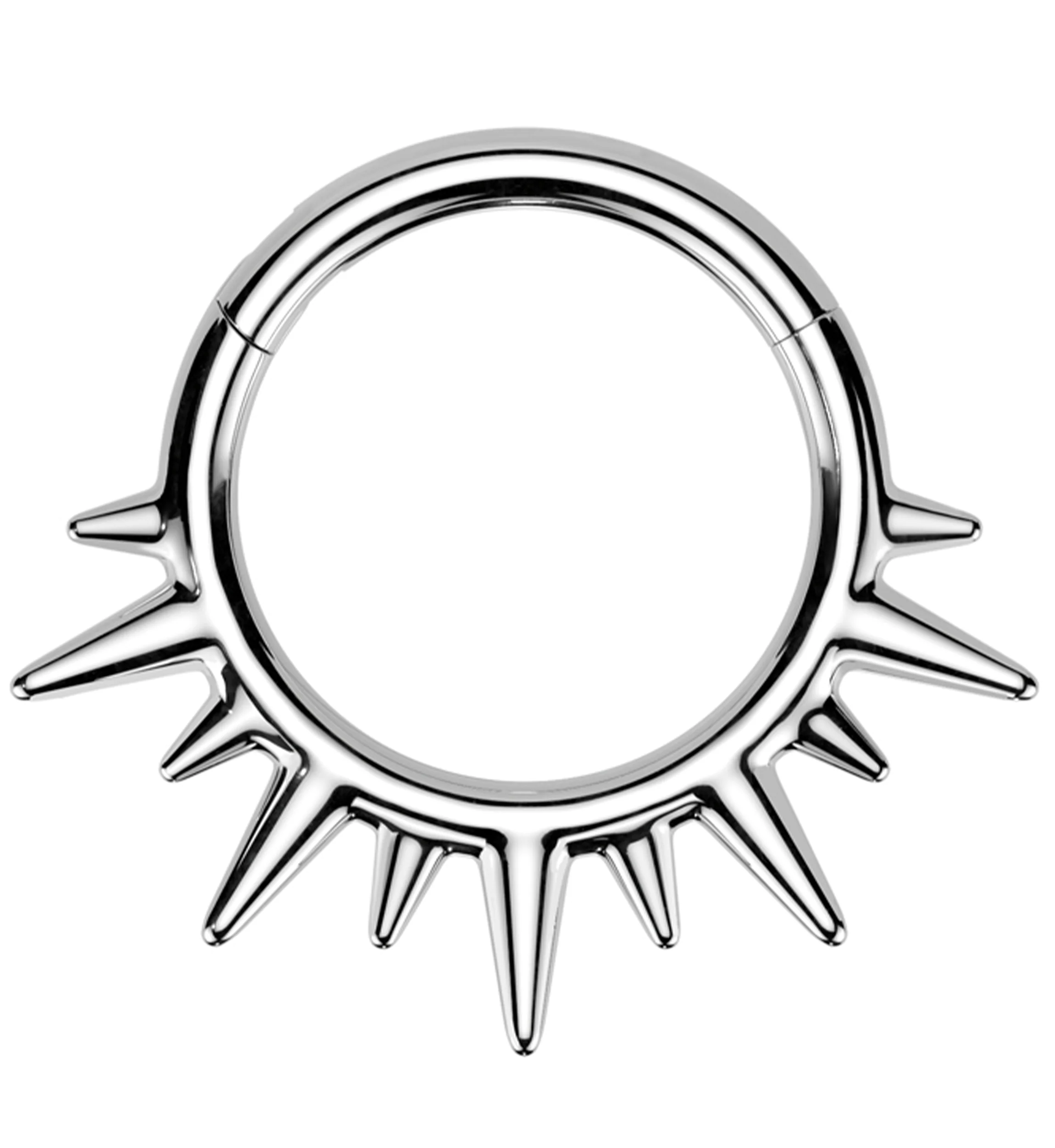 Spike Ray Stainless Steel Hinged Segment Ring - Mrs Treak