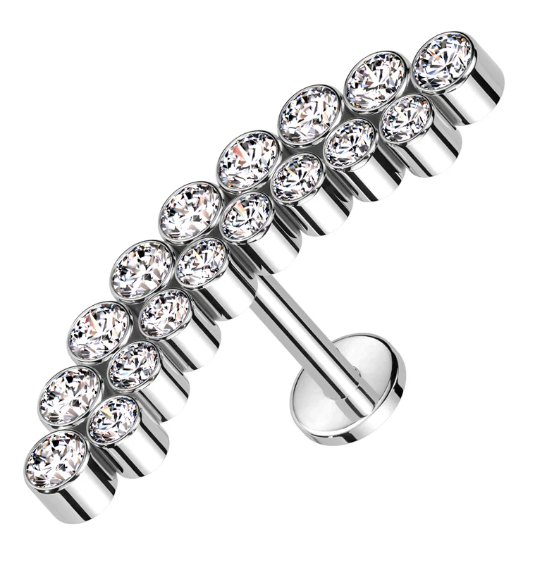 Curve Double Row Bezel CZ Titanium Internally Threaded Labret - Mrs Treak