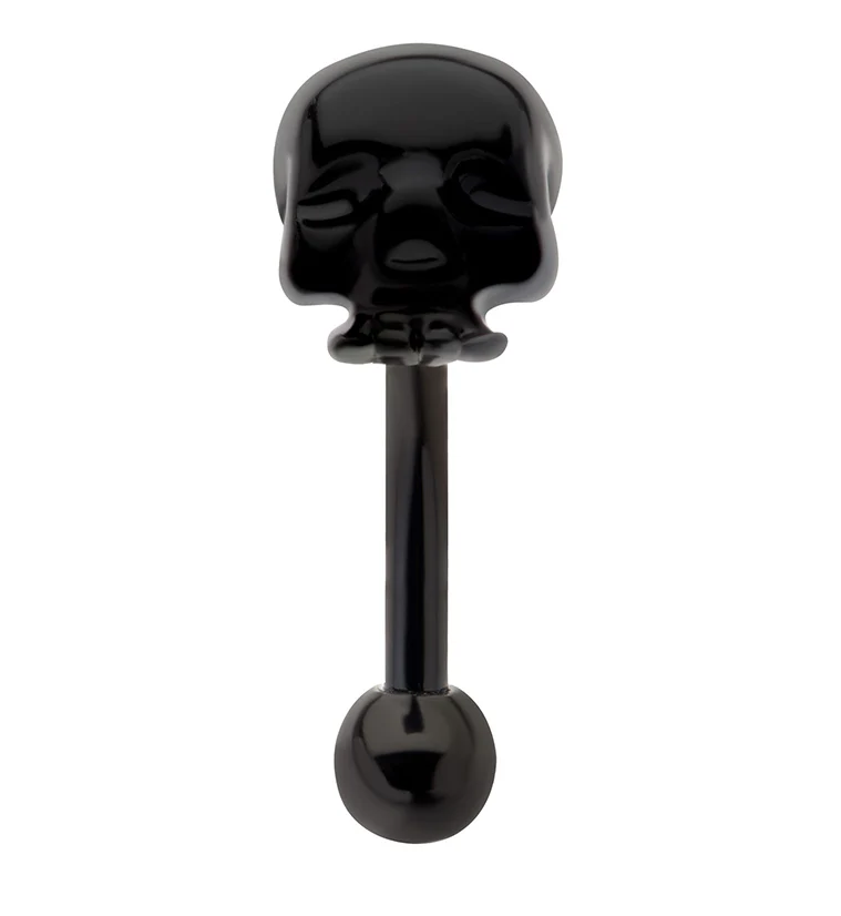 Black PVD Skull Curved Barbell - Mrs Treak
