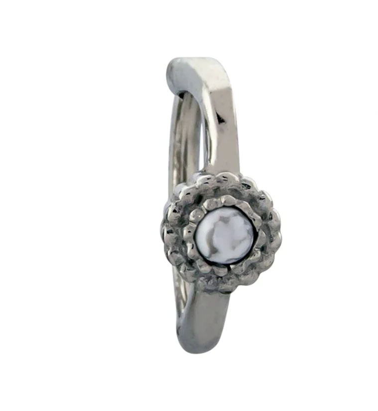 16G Centered White Howlite Stone Rook Clicker - Mrs Treak