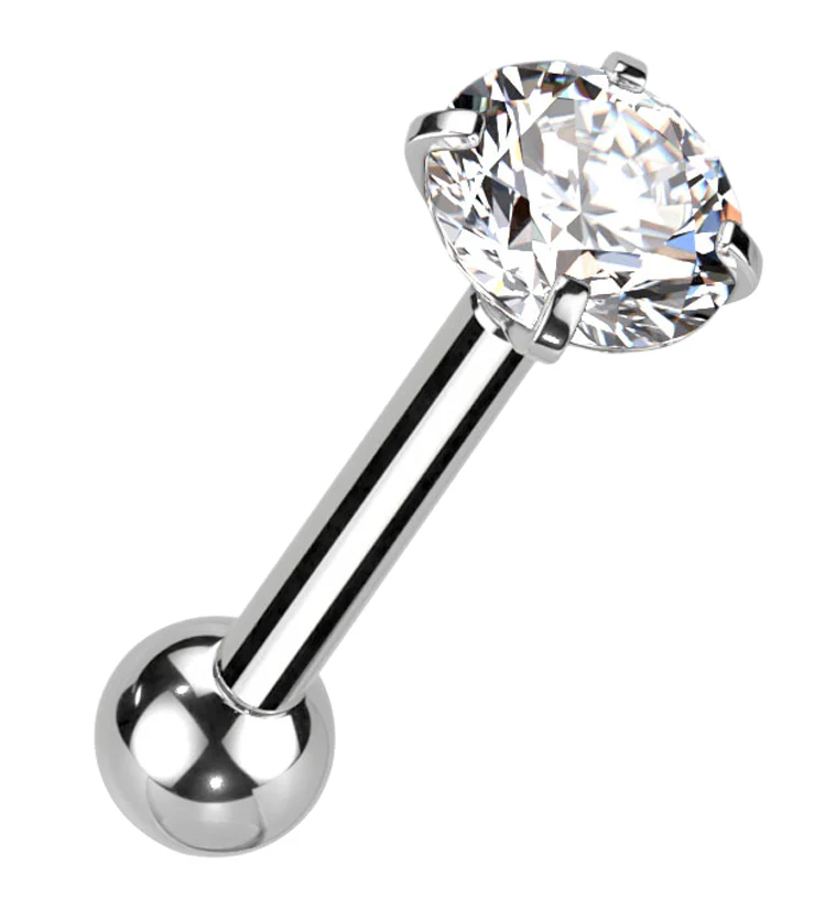 Clear CZ Titanium Internally Threaded Barbell - Mrs Treak