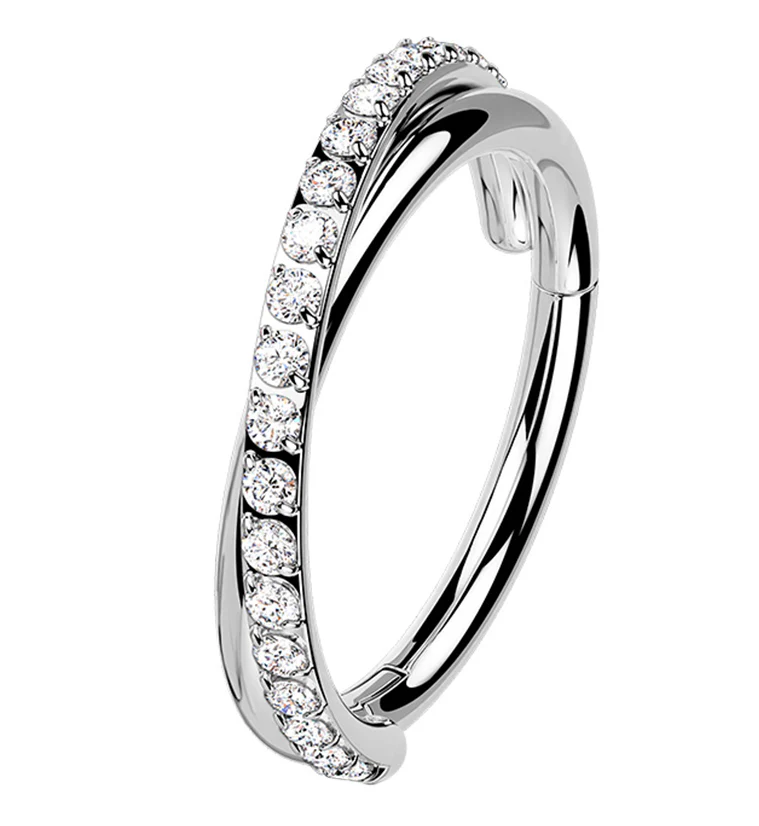 Entwine CZ Stainless Steel Hinged Segment Ring - Mrs Treak