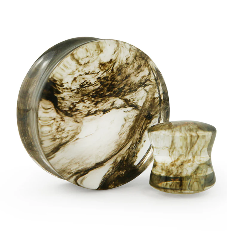 Black Hazy Glass Plugs - Mrs Treak