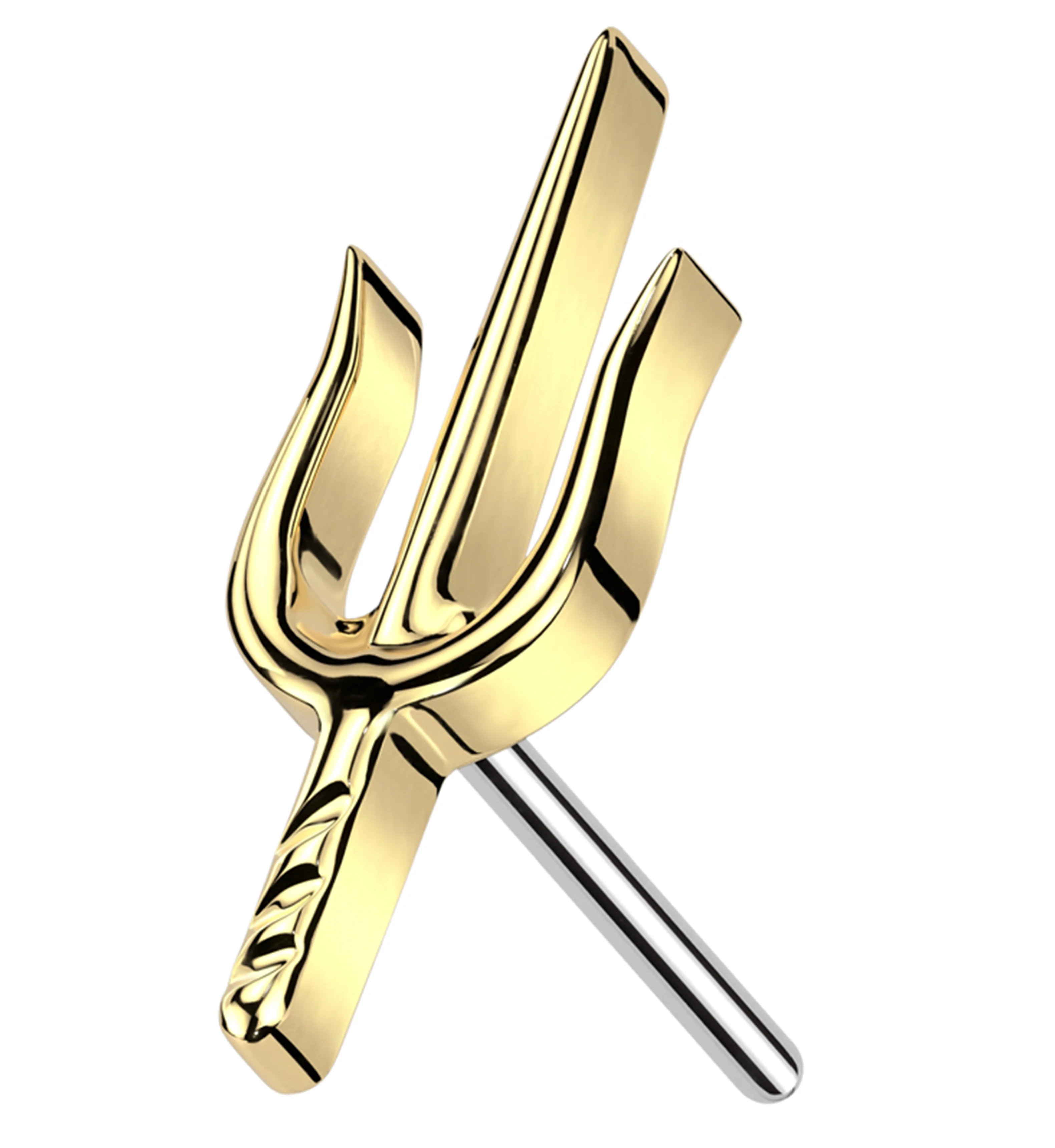 Gold PVD Trident Titanium Threadless Top - Mrs Treak