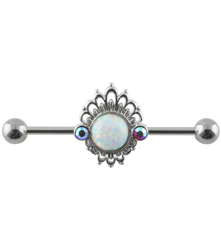 Lace Opalite Stainless Steel Industrial Barbell - Mrs Treak