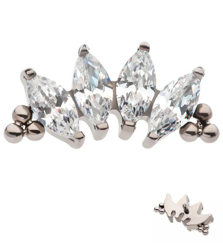 Beaded Contessa CZ Internally Threaded Titanium Top - Mrs Treak